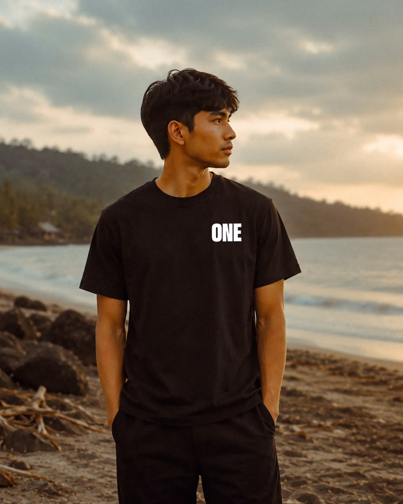 One Tee - Black - Short Sleeve - Front - Lifestyle - v1