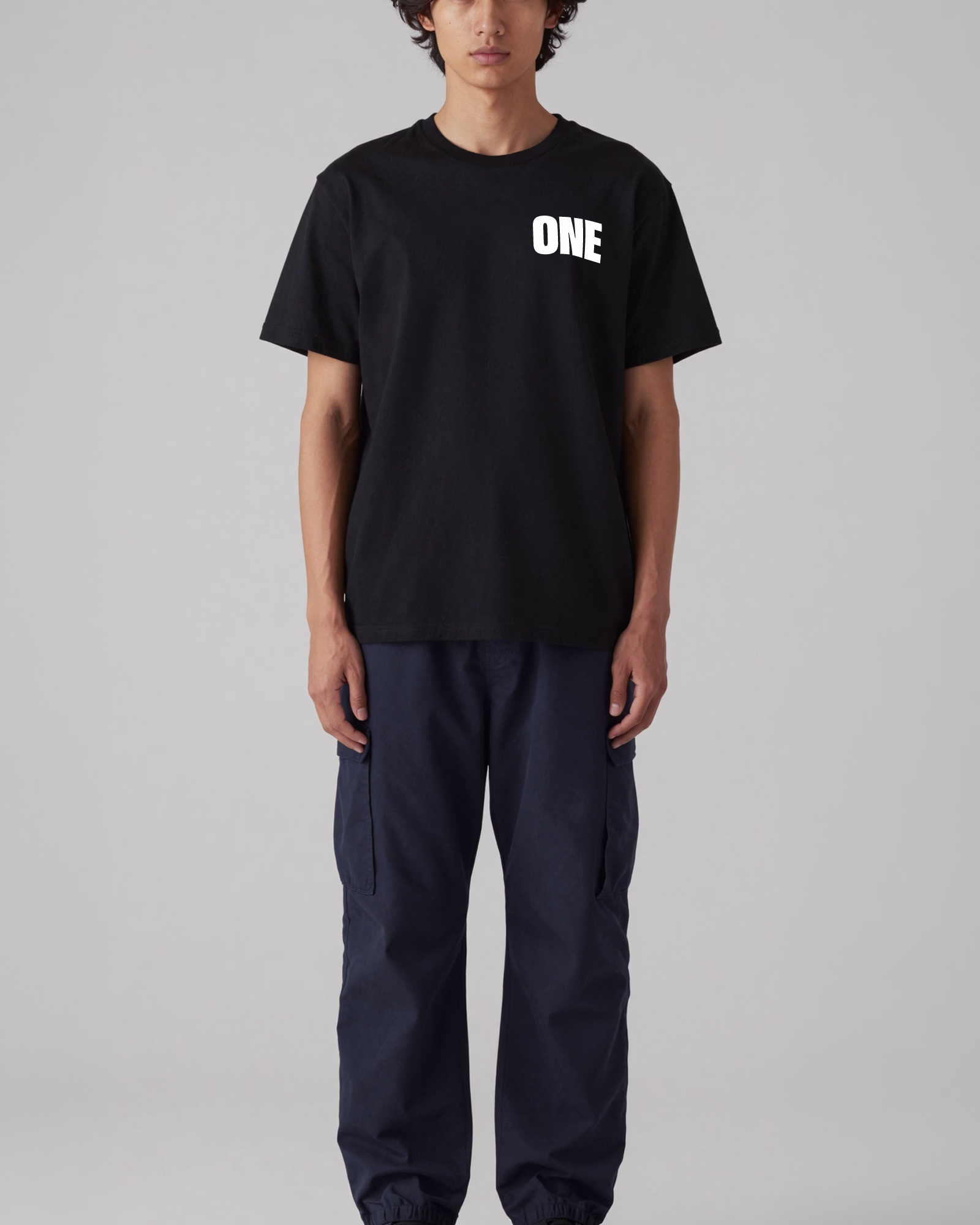 One Tee - Black - Short Sleeve - Front - Model - v1