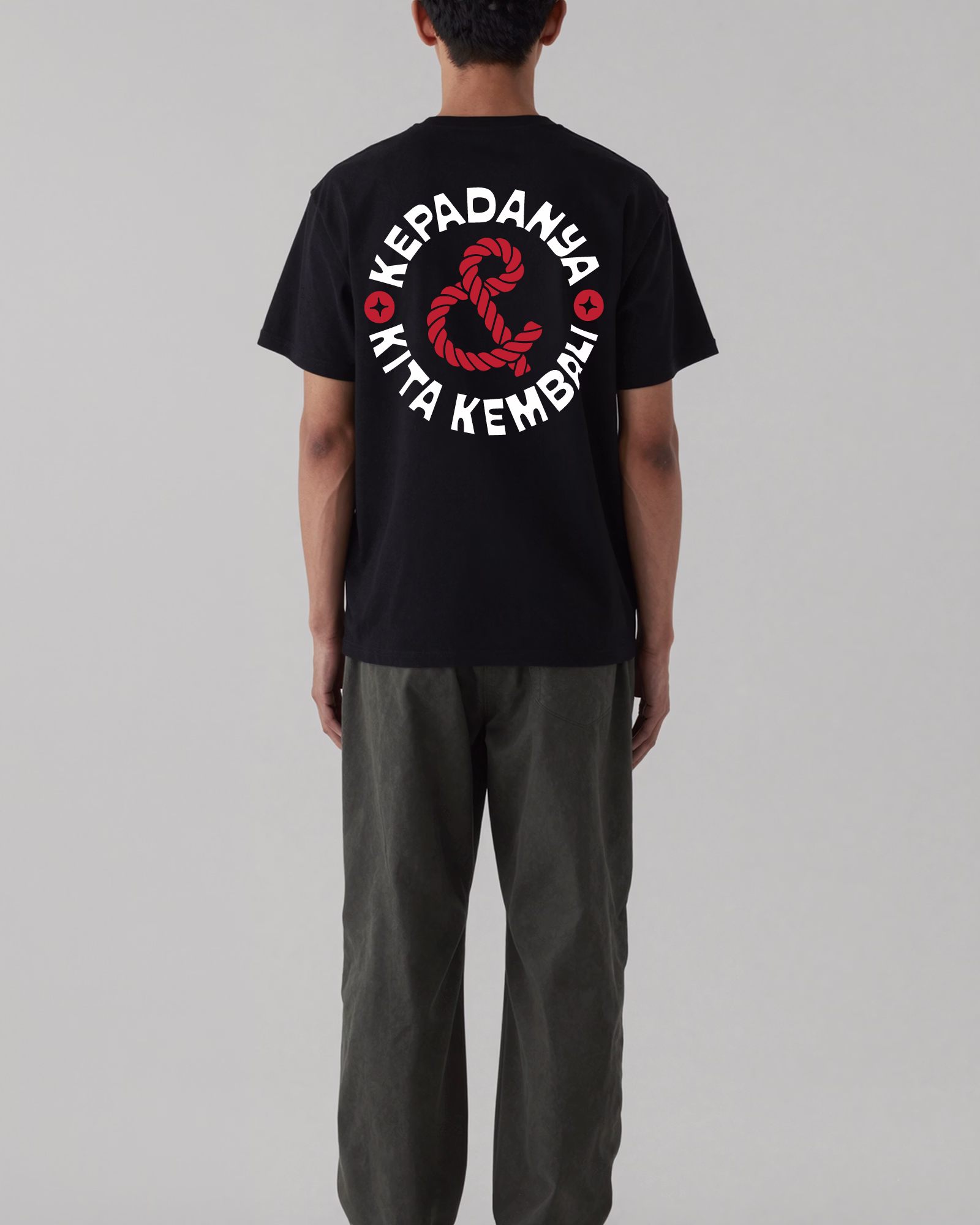 & Tee - Black - Short Sleeve - Back - Model - v1