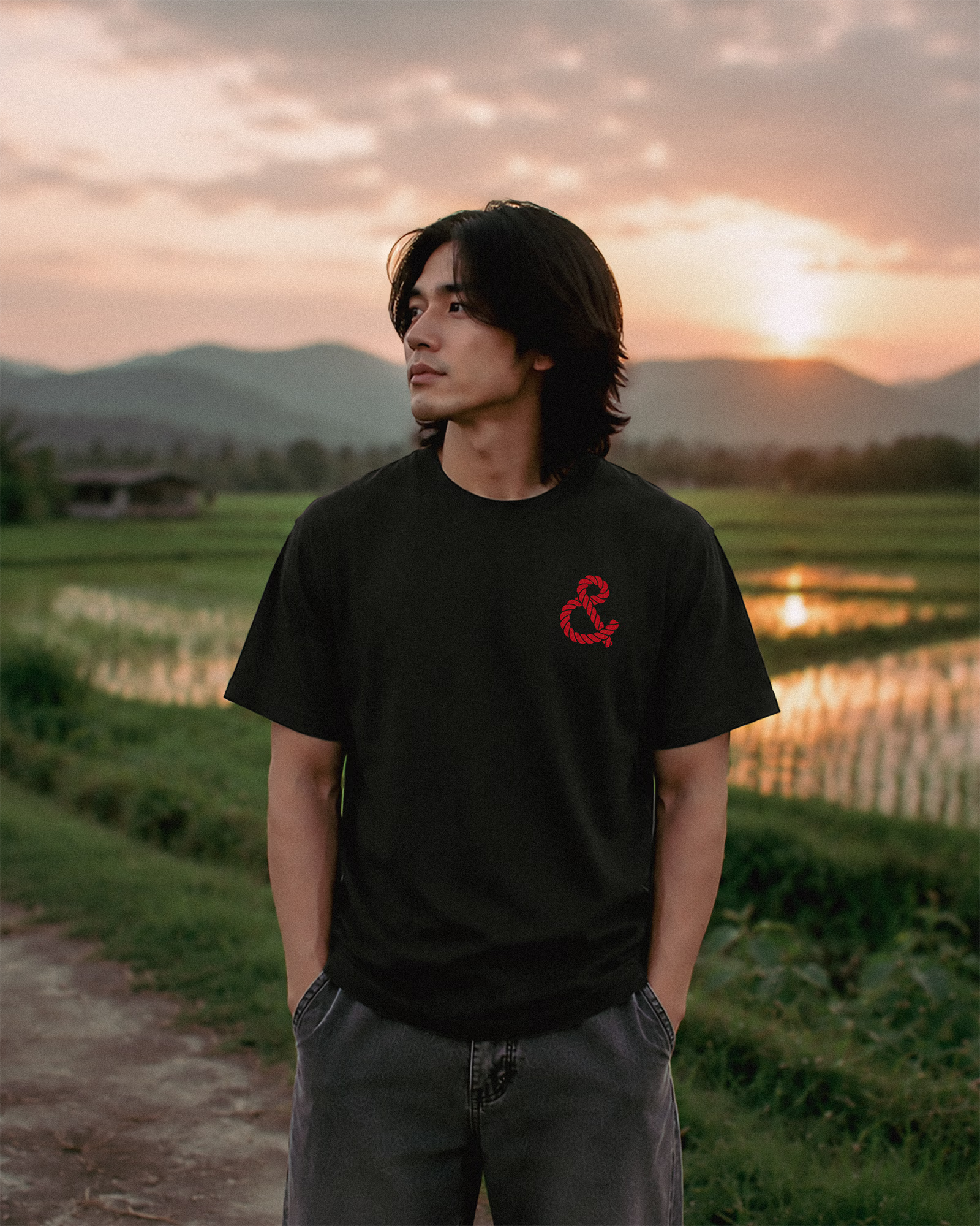 & Tee - Black - Short Sleeve - Front - Lifestyle - v1