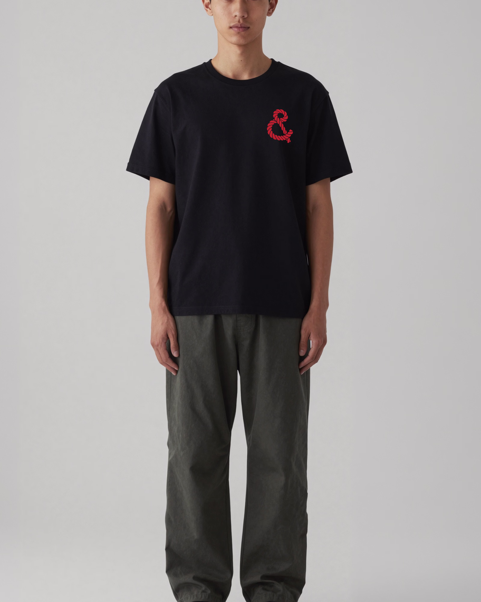 & Tee - Black - Short Sleeve - Front - Model - v1