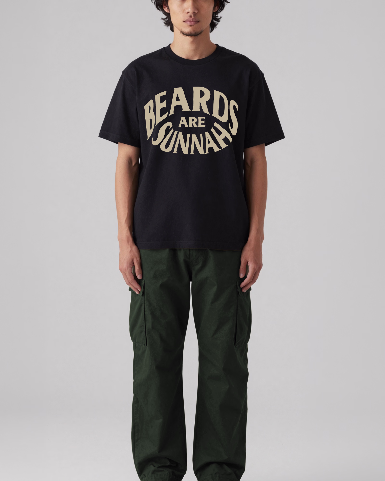 Beard Tee - Black - Short Sleeve - Front - Model - v1