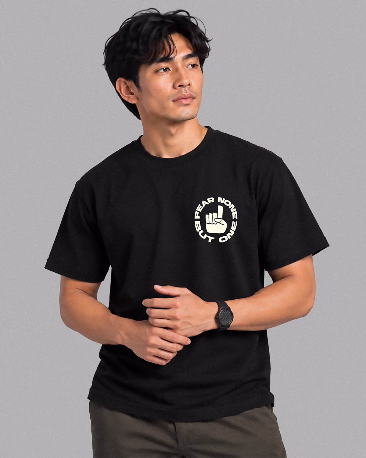 Fear Tee - Black - Model - Front